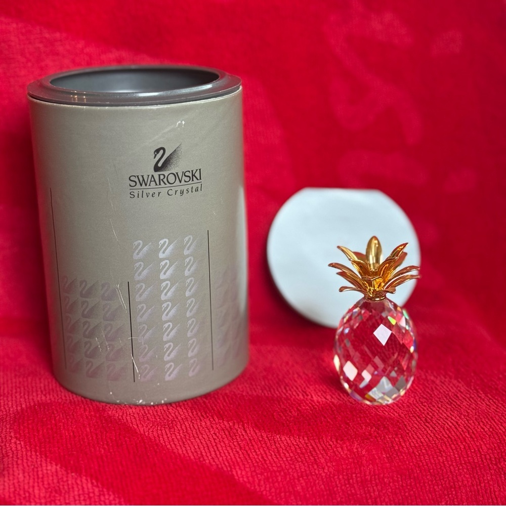 🍍Retired Swarovski Crystal PINEAPPLE w/Gold Leaves  - Original Box - 7507NR001